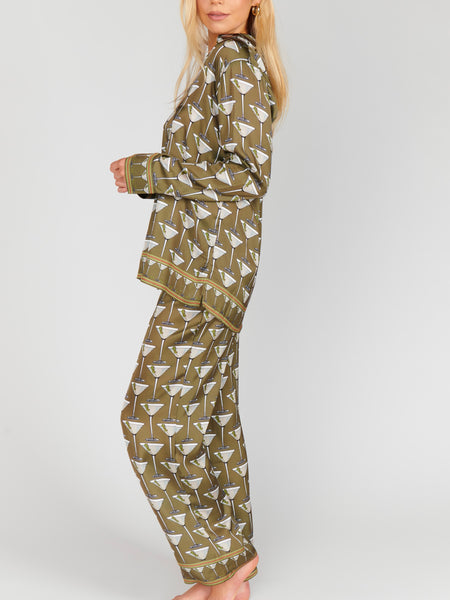 Overslept PJ Set in Extra Dirty Martini Silky