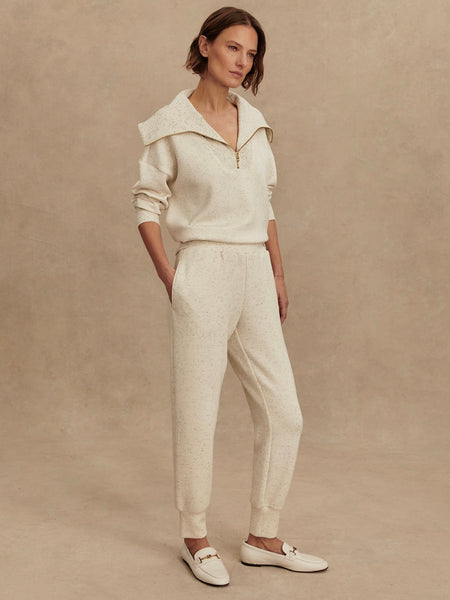 The Slim Cuff Pant 25 in Ivory Marl Fleck