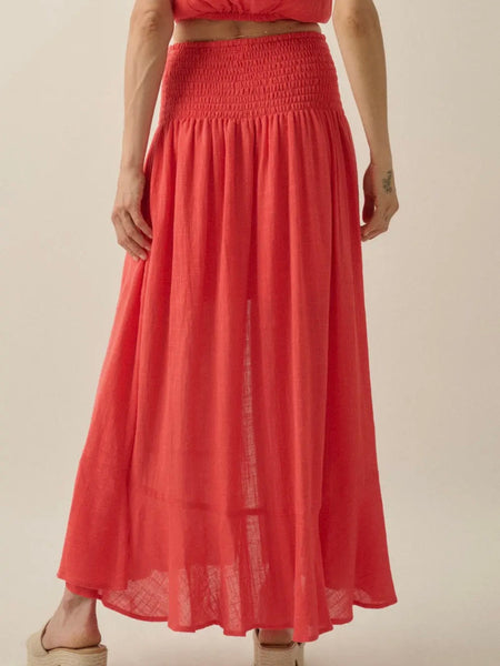 Gauze To Go Maxi Skirt in Tomato