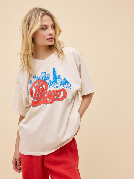 Chicago Skyline Oversized Jersey in Dirty White