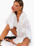 Joss Ruffle Top in White Voile