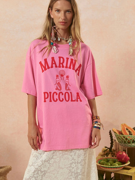 Marina Piccola Oversized Biker Tee in Cosmos Pink