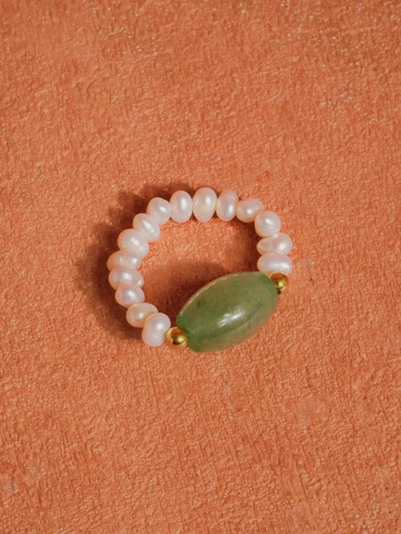 Henly Pearl Stone Ring in Green