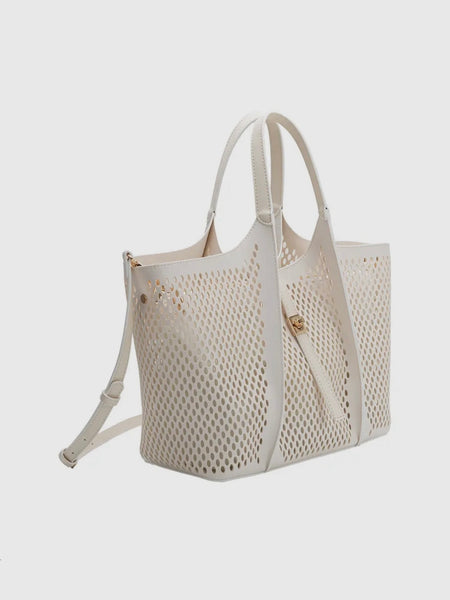 Malia Lasercut Bag in Ivory