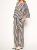 Flynn Stripe Pant in Navy & Taupe