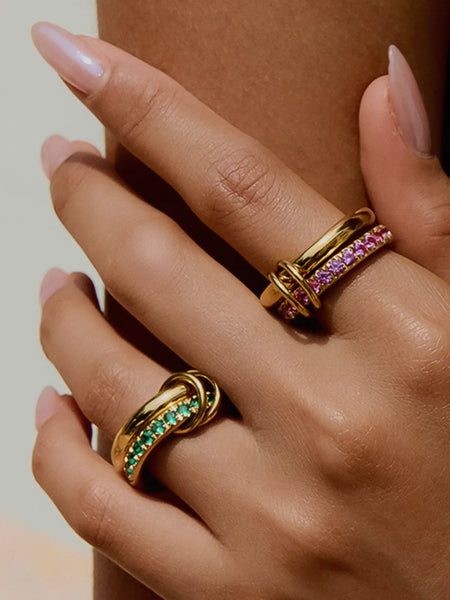 Justine CZ Hoop Ring in Green