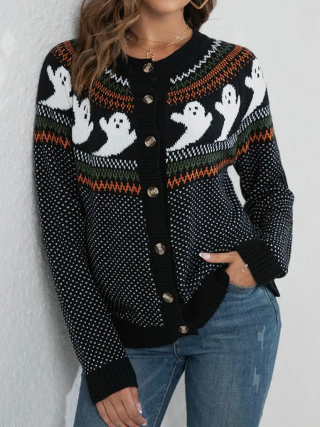 Mostly Ghostly Cardi in Black