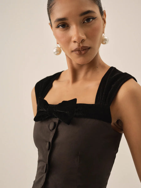 Train Station Poplin Top in Black