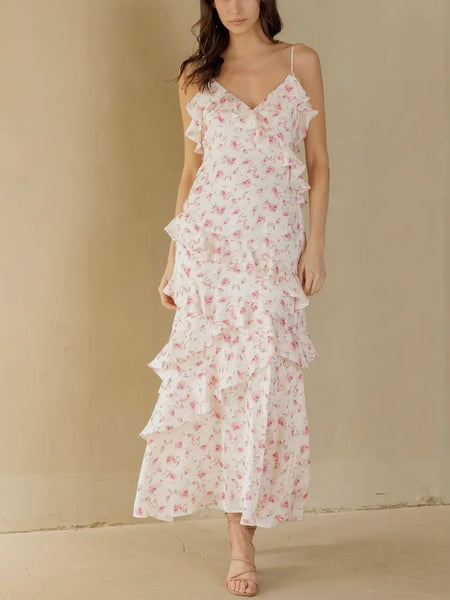 Don't Make Me Blush Maxi in Pink Floral