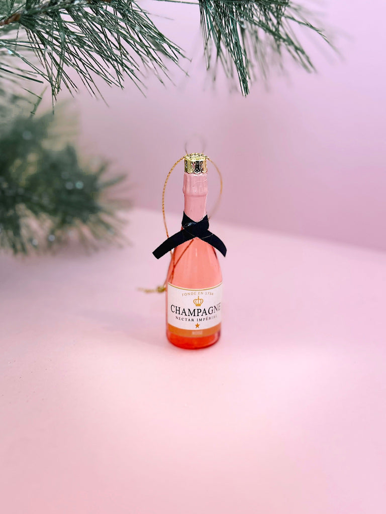 Rose Champagne Ornament in Pink