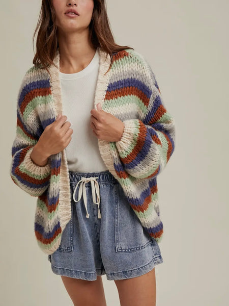 Sunday Stroll Stripe Cardi in Fall Combo