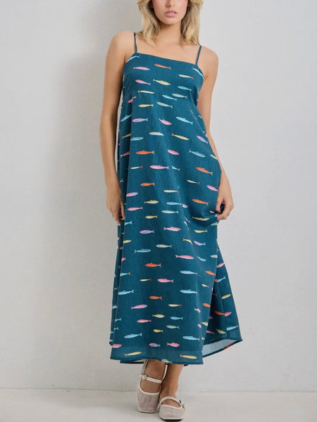 If Fishes Were Wishes Maxi in Teal