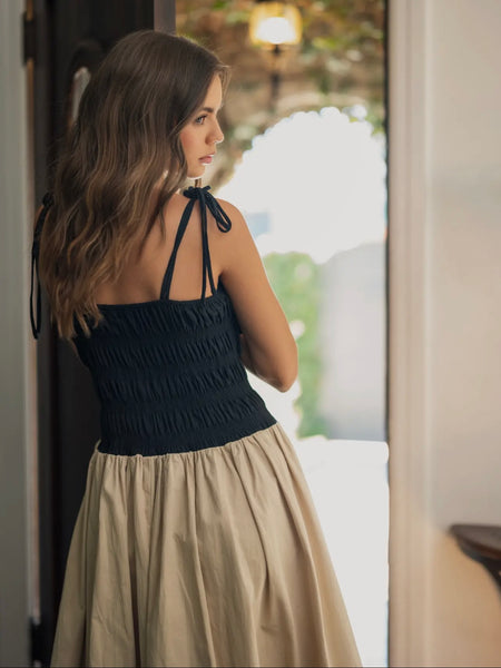 Better Be Bubble Dress in Tan & Black