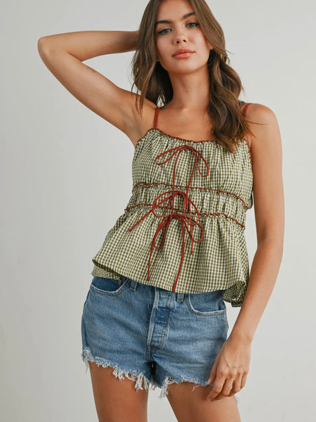 Plaid & Posh Top in Olive