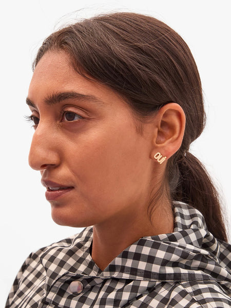 Oui Non Stud Earrings in Cream & Black