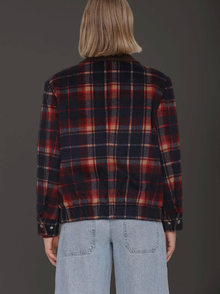 Heritage Plaid Bomber Jacket in Navy & Red