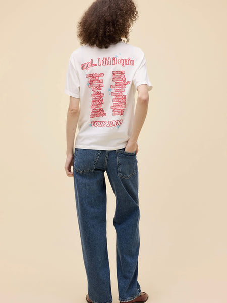 Britney Spears Oops I Did It Again Boyfriend Tee in Vintage White