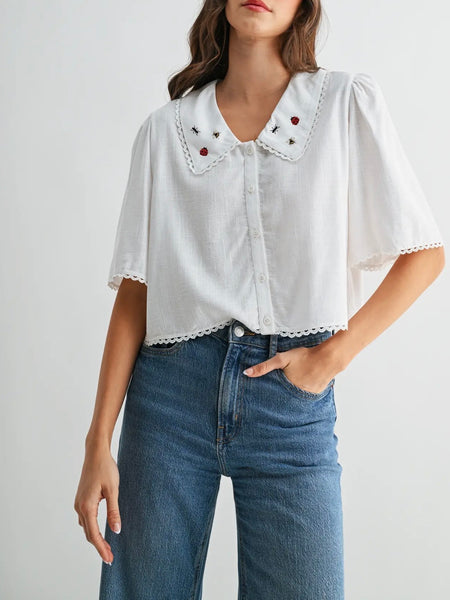 A Little Buzzed Blouse in White