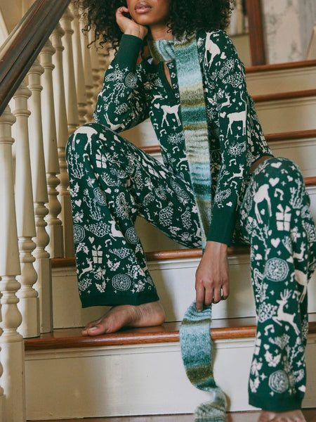 Soft Season Sweater Set in Green Combo