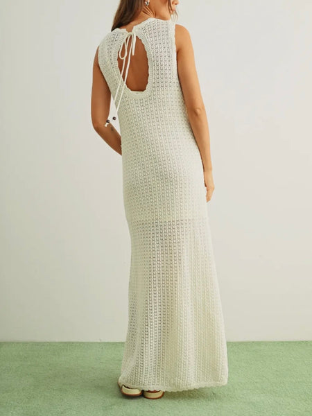 Back At It Knit Maxi Dress in White