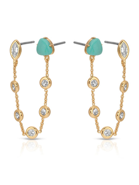 Double Piercing Turquoise Earrings