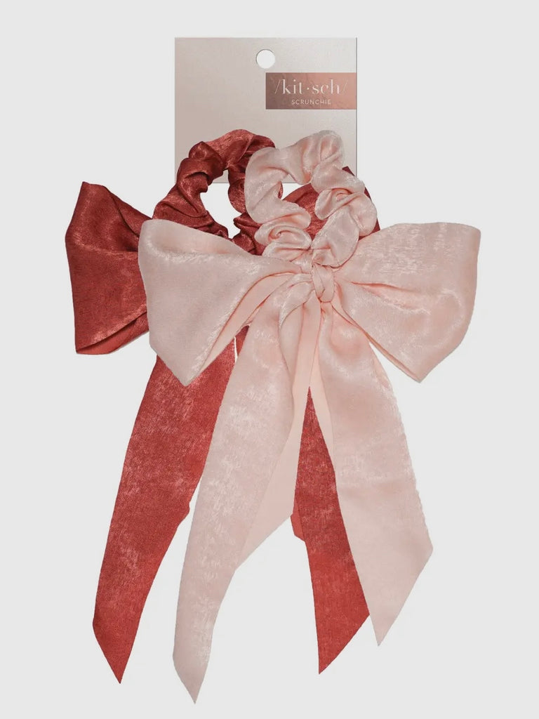 Satin Scarf Scrunchies in Blush & Mauve