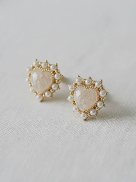 Pale Pink Heart CZ Studs