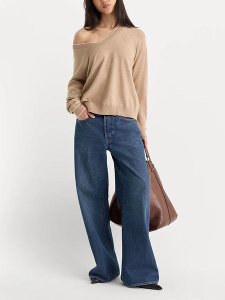 The Cozy V Neck Sweater in Dune Mist