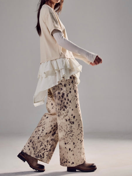 Alter Ego Wide Leg Jean in Snow Leopard