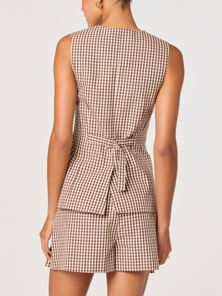 Karan Vest in Brown Checker