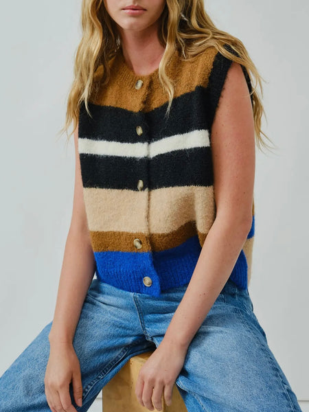 Maple on the Mind Sweater Vest in Brown Combo