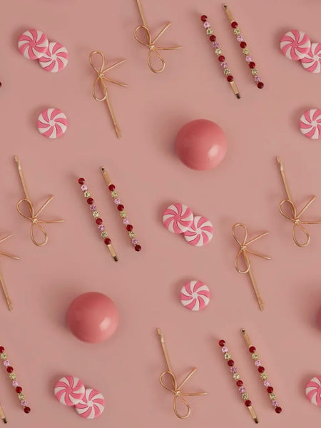 Holiday Gemstone & Bow Bobby Pins 4pc Set