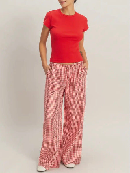 Bring The Gingham Pant in Red