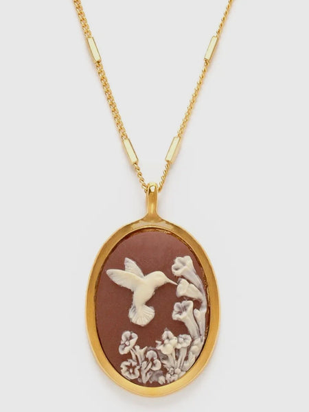 Hummingbird Cameo Necklace