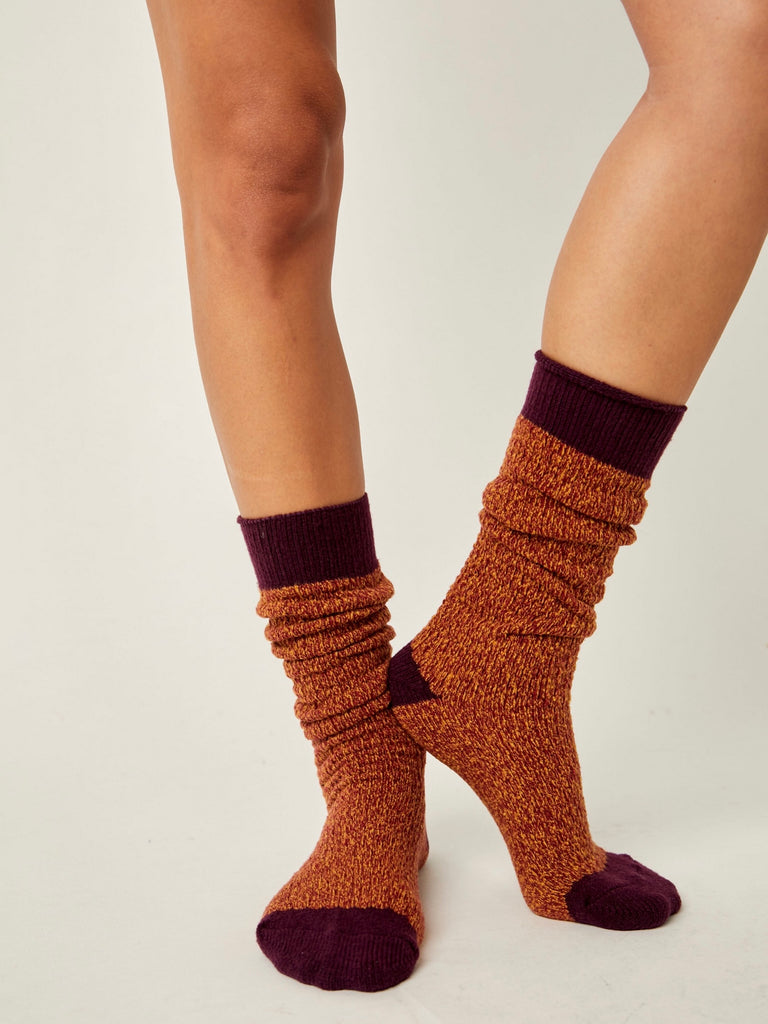 Lodge Popcorn Tall Socks in Rust