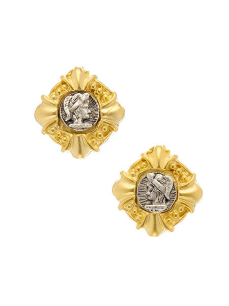 Mixed Metal Cameo Studs