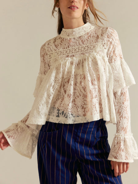 Lilabeth Lace Top in Clean Ivory