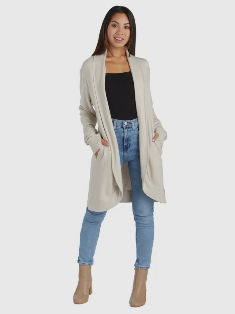 Cozy Cascade Bamboo Cardigan in Stone
