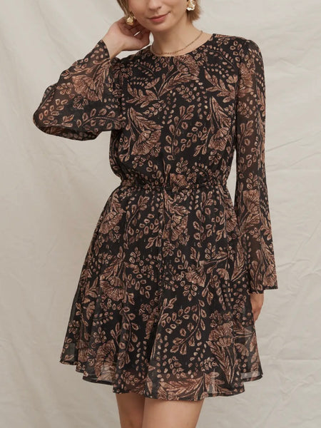 Paisley & Printed Dress in Black