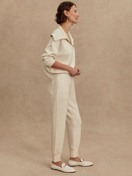 The Slim Cuff Pant 25 in Ivory Marl Fleck