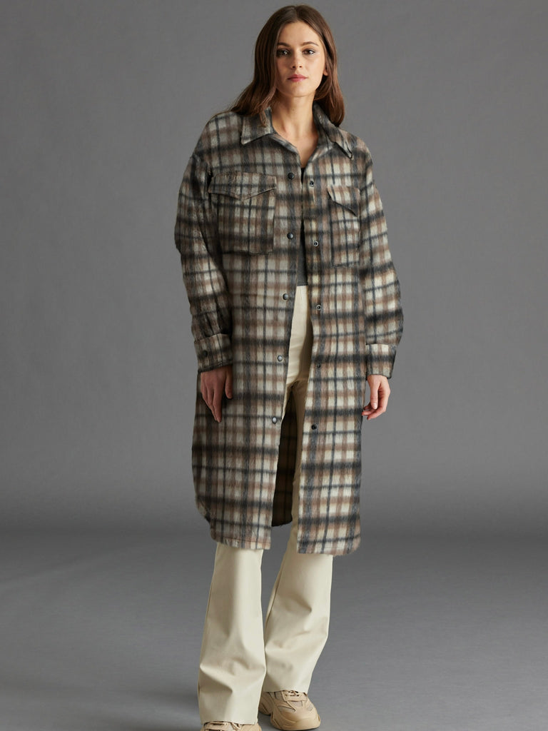 Chloe Shacket in Blue Plaid