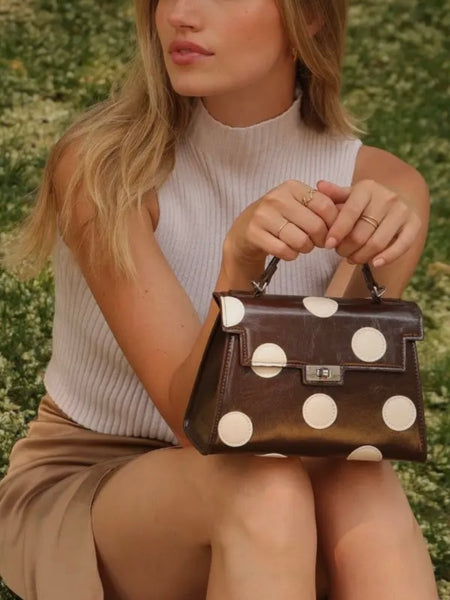 Maisel Top Handle Bag in Chocolate Polka Dot