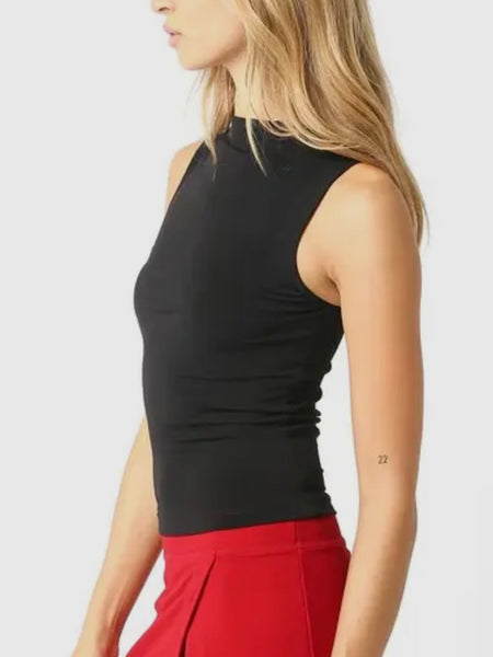 Sky High Neck Tank in Black