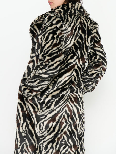 Miss Cindy Overcoat in Neutral Zebra Faux Fur