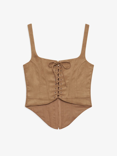Rose Beaded Bustier in Tan