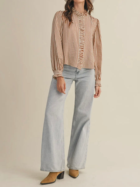 Stripes Are A Neutral Button Up in Pecan