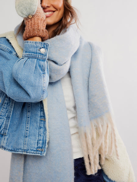 Winter Chill Blanket Scarf in Blue