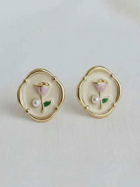Floral Oil Painting Studs