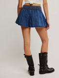 Paradise Found Denim Skort in Mid Indigo