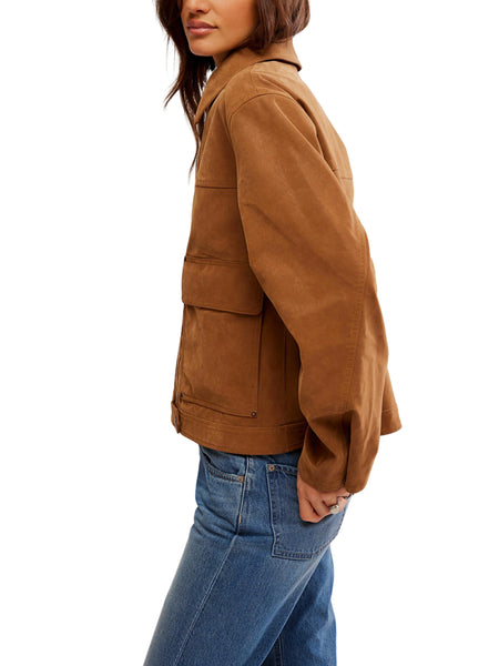 Blair Vegan Suede Jacket in Caramel Cafe